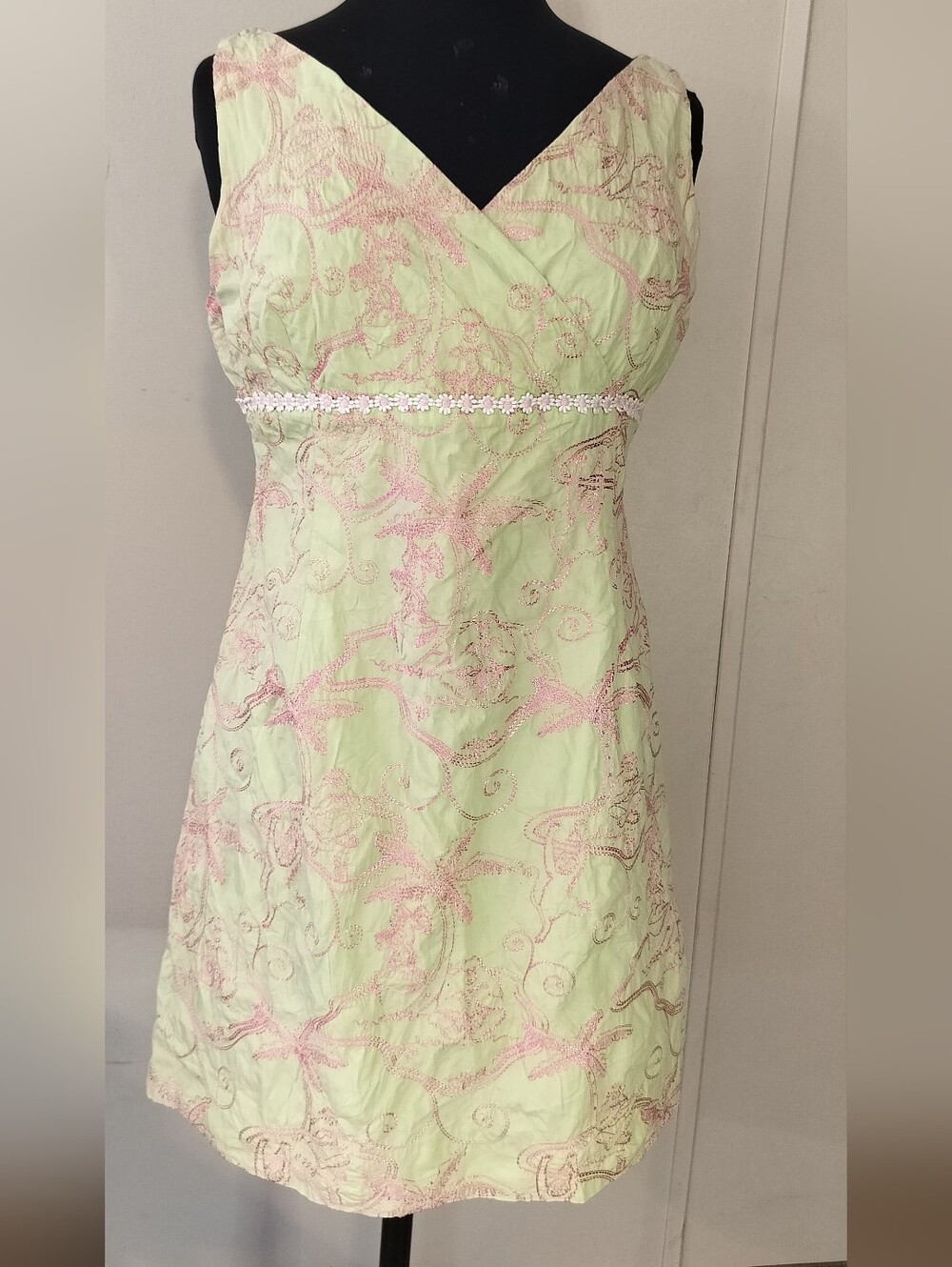 Lilly Pulitzer Light Green Dress with Pink Embroidery